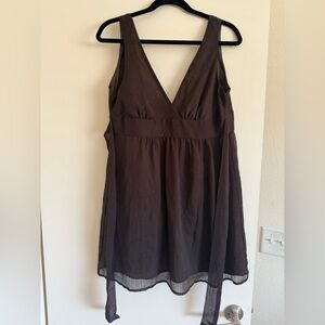 Brown Sleeveless V-Neck Dress